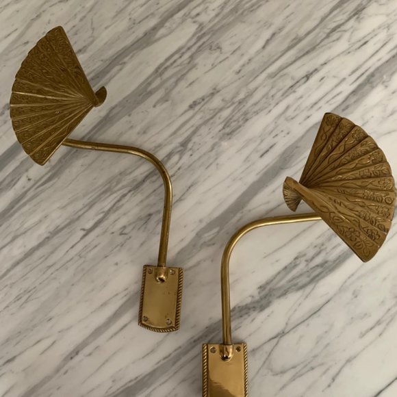 Genuine Brass Vintage Fan Curtain Holds